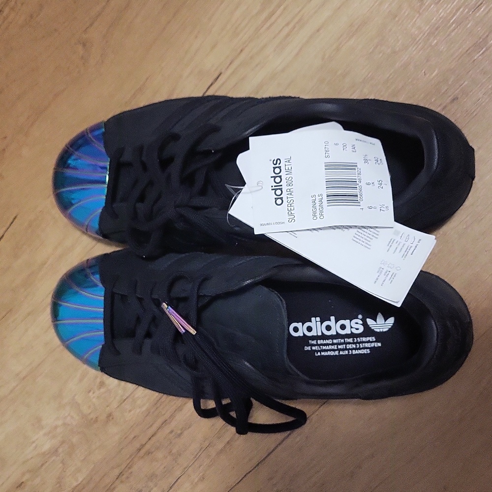 RARE Limited Edition Adidas Superstar Originals Black with Iridescent Trim